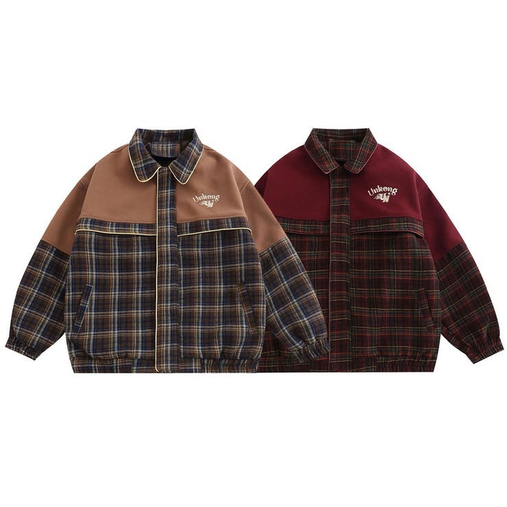 HOOK チェック切り替えコーチジャケット アウター(コート・ジャケットなど)