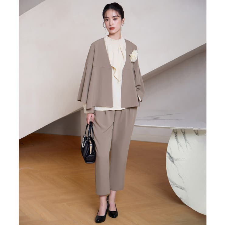 楽天市場】クロップドパンツ（カラーベージュ）（スーツ・セットアップ