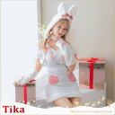 【マラソン期間中 5%OFFクーポン】Tika ハートリボン×ホワイトバニーガールコスチューム コスプレ 袖あり 半袖 オープンショルダー ハロウィン クリスマス サンタ ガーリー イースター アニマル 露出少なめ Mサイズ ホワイト 重川茉弥 Tika