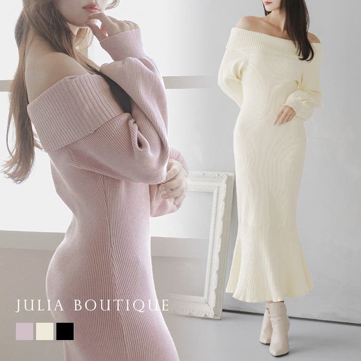 JULIA BOUTIQUE オフショルダーマーメイドニットワンピース/23521 ワンピース・ドレス
