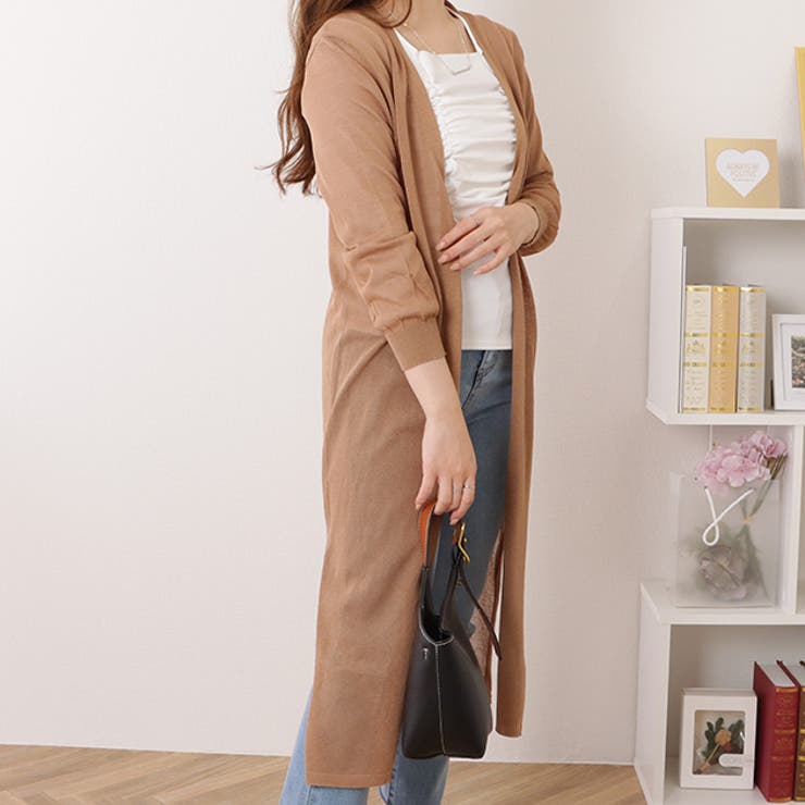 レースレディース 7分袖シアーロングベーシックカーディガン 女性 レディース 長袖 トップス ブラウス 春 夏 秋 無地 シンプル アウター 羽織り 冷え防止 日除け 日差し対策 薄手 ポケット 軽やか 透け感 涼しげ 清涼感 スリット トップス