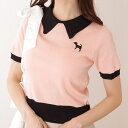 レースレディース 襟付き 配色 半袖 ニット Tシャツ トップス