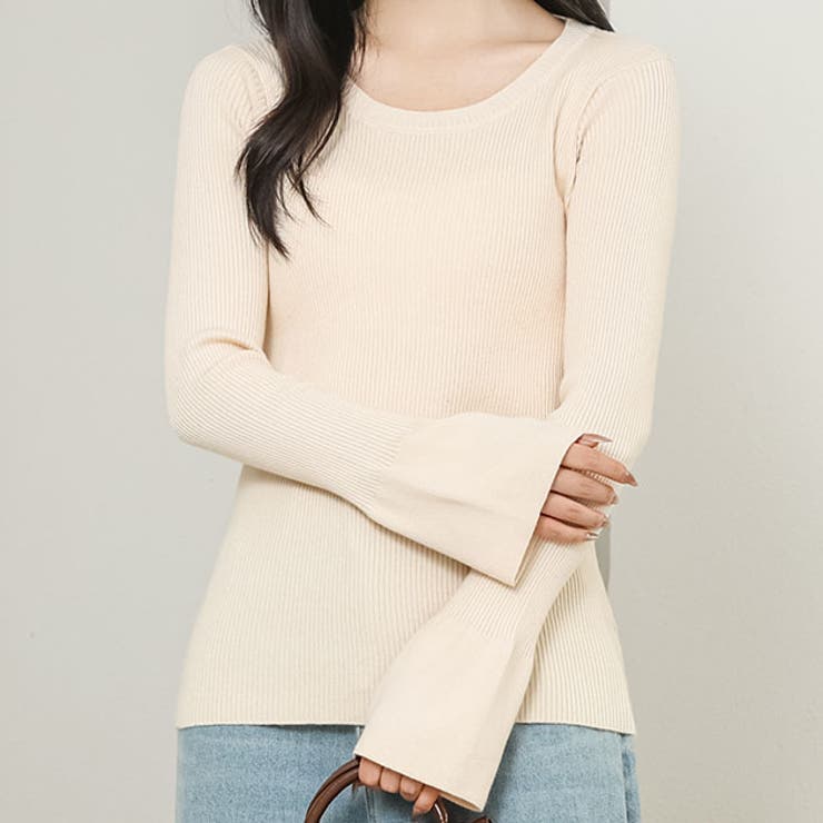 レースレディース ソリッドカラー ラウンドネック リブ ニット プルオーバー 女性 レディース トップス セーター 秋 冬 ソフト やわらか ウォーミー 単色 無地 シンプル ロング 長め チュニック丈 ミニマル エレガント カジュアル きれいめ フレ