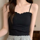 レースレディース カップ付き コンパクト スカラップ テレコ キャミソール 女性 レディース インナー 肌着 下着 春 夏 秋 冬 オールシーズン ブラジャー ...