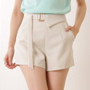 レースレディース アシンメトリー ベルト ハイウエスト ショート パンツ 女性 レディース ズボン ボトム ホットパンツ 春 夏 Aライン 腰高 細見え カジュアル きれいめ ミニマル 単色 無地 シンプル ベーシック レトロ バックル パンツ・ズボン