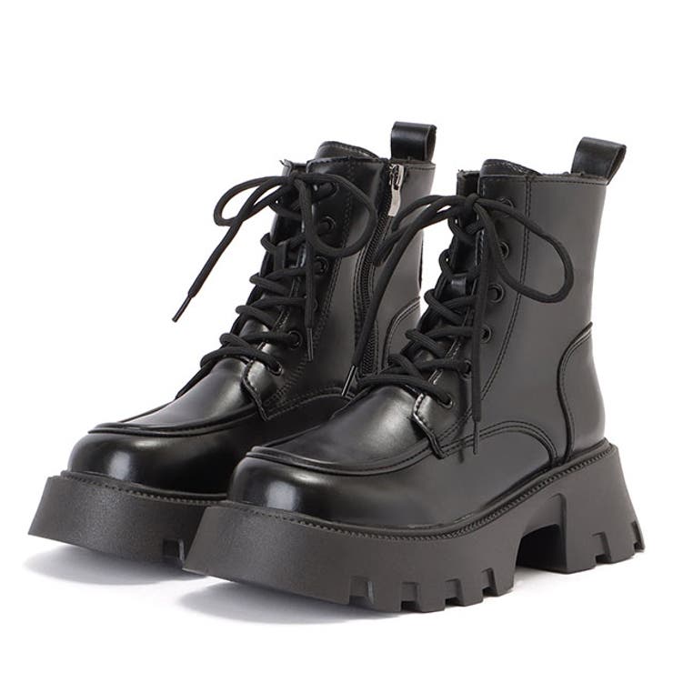 Thick Sole - 【10％OFFクーポン！5/27(水)1:59まで】レースレディース 厚底レースアップドレッシーショートブーツ 女性 レディース 靴 シューズ エナメル ツヤ 合皮 フェイクレザー ボリューム ラウンドトゥ ベーシック シンプル カジュアル 辛口 編み上