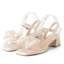 【5/16 1:59まで 5%OFFクーポン】レースレディース パールリボンバックストラップパンプス 女性 レディース スクエアトゥ 華やか 上品 レディ フェ...