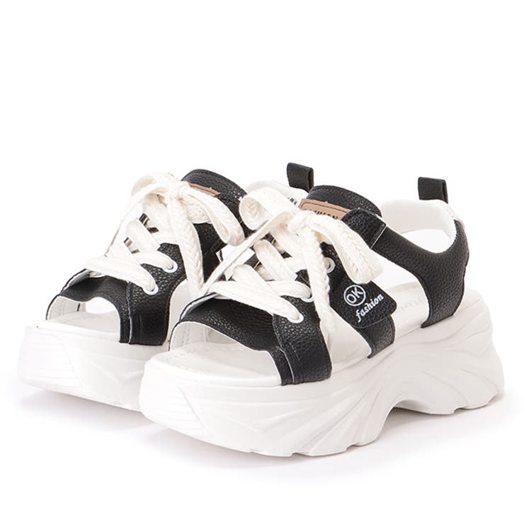 レースレディース 厚底 レースアップ ボリューム スニーカー サンダル 女性 レディース 靴 スポサン 編み上げ コンフォート 春 夏 クッション 凹凸 存在感 フラット プラットフォーム カジュアル アクティブ スポーティ シンプル 靴下 ソックス