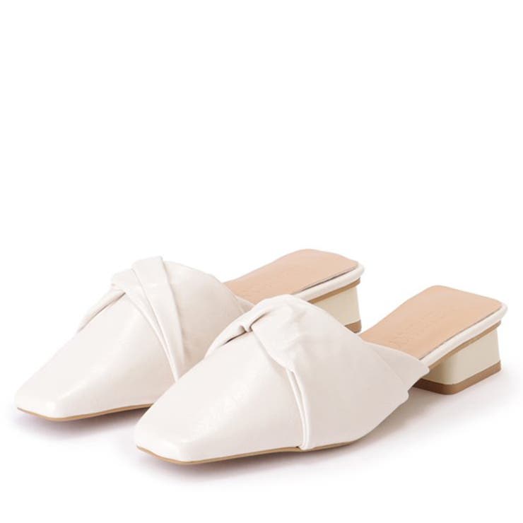 レースレディース フェイクレザー スクエアトゥ ねじれ ミュール サンダル 女性 レディース 靴 シューズ 春 夏 秋 合皮 レザー調 シンプル 上品 きれいめ カジュアル 大人 シック リボン チャンキーヒール ローヒール タウンユース シューズ・靴