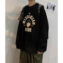HOOK HOOK新作 NALIFEアメカジアンティーク風イラストスウェット 韓国ファッション 長袖トレーナー ストリート系 ロンT オーバーサイズ パーカー ビッグシルエット メンズ レディース 大きいサイズ ワイドパンツ フォトTシャツ ユニセックス