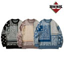 HOOK 【HOOK】バンダナ模様ニット風スウェット ニット メンズ セーター ペイズリー カップル ペアルック お揃い 服 冬 秋 ビッグシルエット メンズ ...