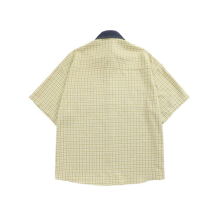 【10％OFFクーポン！5/27(水)1:59まで】HOOK レトロ調刺繍入りチェック柄半袖シャツ メンズ 半袖 トップス 綿100％ 綿 おしゃれ 半袖シャツ 刺繍 オーバーサイズ ビッグシャツ 韓国ライク ユニセックス メンズ レディース 総柄 ボタ 2
