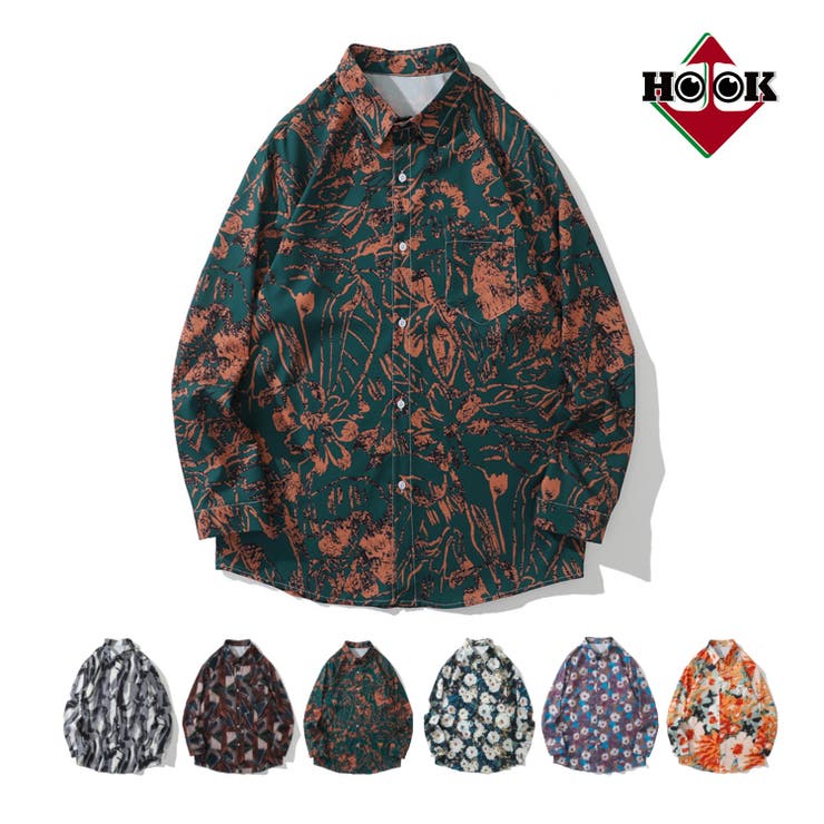 HOOK 【HOOK】古着風絵画調総柄プリントシャツ トップスのサムネイル