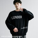 Rocky Monroe ニット ダブルジャガード ロゴ セーター メンズ レディース ライン オーバーサイズ ビッグシルエット ゆったり リラックス ゆるニット 12G ハイゲージ クルーネック ストリート カジュアル きれいめ 暖かい あったか 1(4)