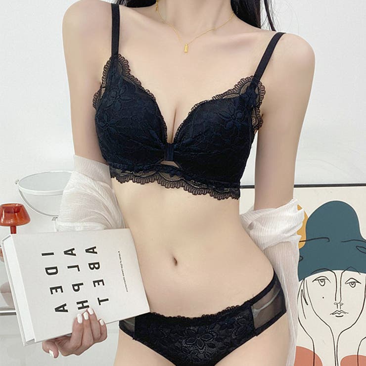 レースレディース リボン ギャザー カットアウト フラワー レース ブラジャー 女性 レディース 下着 肌着 インナー 寄せ上げ オールシーズン 刺繍 花柄 可...