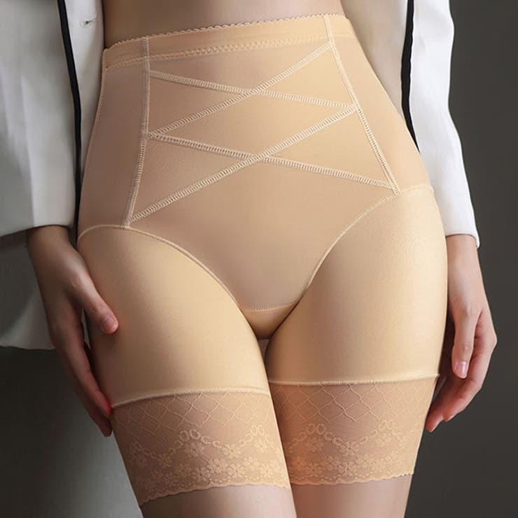 【10%OFFクーポン!11/27(木)1:59まで】レースレディース クロスステッチ 3分丈 ハイウエスト 3Dヒップ ガードル 女性 レディース 肌着 補正...