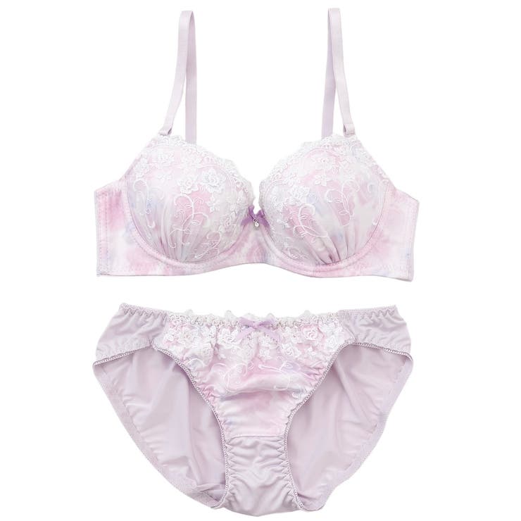 palissee フラワープリント3/4モールドカップブラ＆ショーツ インナー・下着