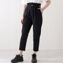 レースレディース ハイウエストベルト付きクロップドパンツ 女性 レディース ボトム タック ゆったり 春 夏 秋 薄手 カジュアル きれいめ ボタン アシンメトリー 着回し トップスイン オフィス ジャケット デイリー パンツ・ズボン