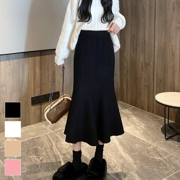 【10％OFFクーポン！2/10(火)1:59まで】maison de LATIR 女性らしさ引き立てるフィッシュテールミディ丈スカート フィット ボトム キレイめコーデ ハイウェスト スタイルアップ フレアスカート フェミニンスタイル キレイめコーデ