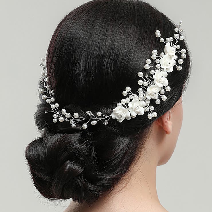 レースレディース パール × ビジュー ローズ ボタニカル ヘッド ドレス 女性 レディース ヘアアクセサリー コーム カチューシャ 花 フラワー 髪飾り 真珠 ティアラ 繊細 結婚式 パーティー 成人式 着物 ドレス 洋装 和装 前撮り 上品 華やか