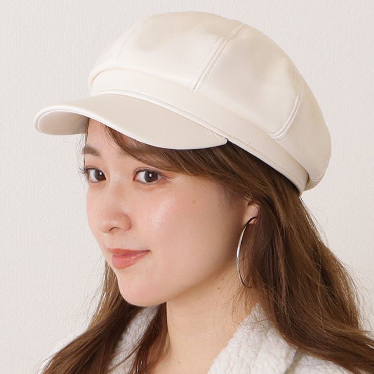 レースレディース レザー調ボリュームカラーキャスケット帽 女性 レディース ハット キャップ 帽子 秋 冬 クラシカル クラウン カジュアル キュート ボーイッシュ マニッシュ エッジィ アクセント 定番 ベーシック シンプル 帽子