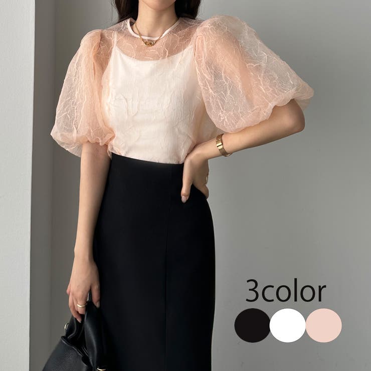 ohga サボン パフスリーブ シアーブラウス　 ホワイト OHGA オオガ SAVON サボン パフスリーブ シアーブラウス ホワイト