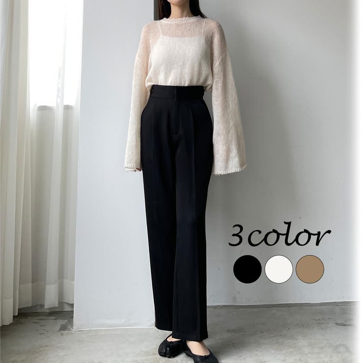 【10％OFFクーポン！1/29(木)1:59まで】Louere Louere ウエスト調整可能サイドボタンスラックスパンツ パンツ・ズボン