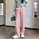 【8/11まで5%OFFクーポン】アクセサリーショップPIENA パンツ レディース 春夏秋 ロング丈 セミワイド ストレート センタープレス ウエストゴムと紐 ポリエステル 無地 シンプル 大人 白 パンツ・ズボン