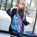 ACDCRAG ミル ヒュージTシャツ 半袖 パンク ロック V系 ファッション バンギャ 原宿系 原宿 韓国 黒 青 病みかわいい 派手カワ 個性的 イラスト...