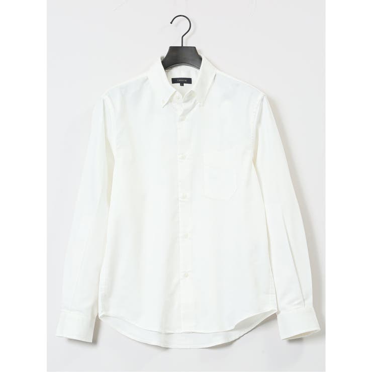 TAKA-Q MEN ストレッチ シャンブレー ボタンダウン長袖シャツ トップス