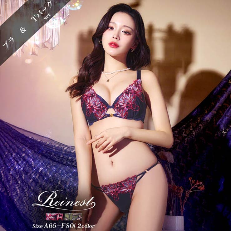 Dazzy 【予約:12月24日頃より順次発送】 ［Reinest］ブロッサムリングコードブラジャー&バック透けTバックショーツ インナー・下着