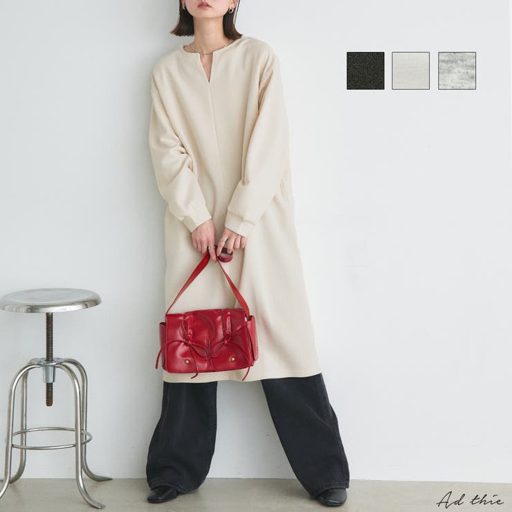 【10％OFFクーポン！配布中！】ad thie スキッパーポンチワンピース ワンピース・ドレス