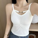 【5/15限定 15%OFFクーポン】レースレディース ソリッドカラー フロント ギャザー Vネック キャミソール 女性 レディース トップス タンクトップ ノ...