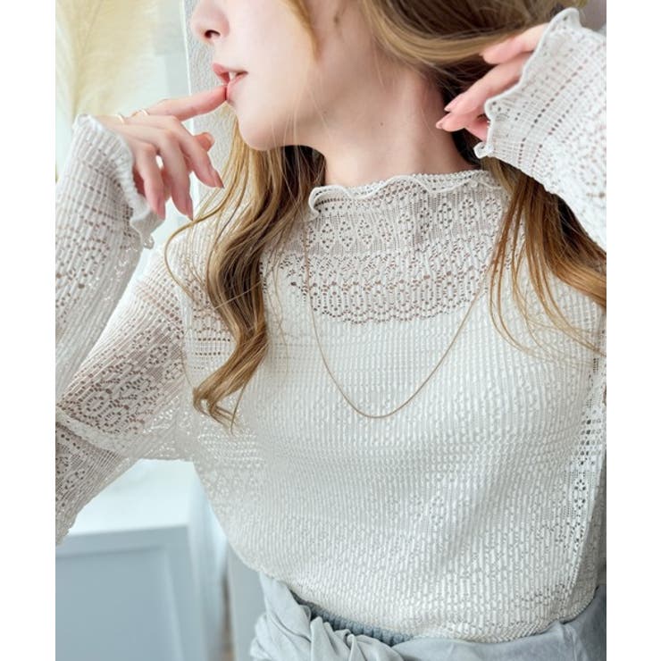 Classical Elf 華やかで品格のある大人トップス。レースメローハイネックトップス トップス