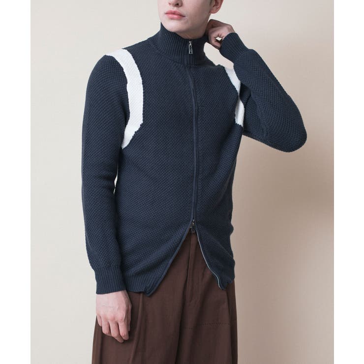 aimoha men aimoha men バイカラーカーディガン トップス