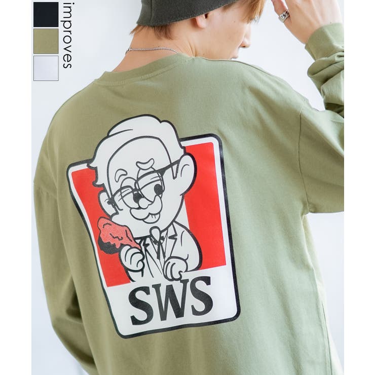 improves 長袖Tシャツ メンズ SIDEWAY STANCE サイドウェイスタンス オリジナルプリント SWSチキン カットソー ロンT カジュアル スケーター ストリート 古着MIX 韓国 トップス