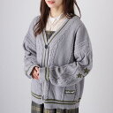 レースレディース スター パッチ 長袖 ケーブル ニット カーディガン 女性 レディース トップス 羽織り 春 秋 冬 ゆったり オーバーサイズ 編み柄 配色 ライン 星 ワッペン 刺繍 ドロップショルダー ドルマンスリーブ 体型カバー 華奢見え 配色