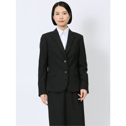 TAKA-Q WOMEN クリアエフェクト 黒無地 2ボタンジャケット(セットアップ可能) スーツ TAKA-Q WOMEN クリアエフェクト 黒無地 2ボタンジャケット(セットアップ可能) スーツ