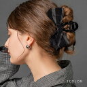 CREAM-DOT バンスクリップ ヘアクリップ ヘアアクセサリー ベロア ベルベット リボン オーガンジー 大きめ 微光沢 存在感 ボリューム 挟むだけ 簡単 しっかり留まる 大人 ブラック ブラウン グレー ヘアアクセサリー