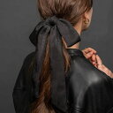 CREAM-DOT シュシュ ロングリボン 調節可能 巻き付け アレンジ 微光沢 ボリューム 大きめ 存在感 ヘアアクセサリー ヘアゴム 髪留め まとめ髪 大人...