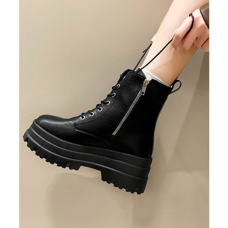 【10％OFFクーポン！11/27(木)1:59まで】Miniministore ショートブーツ厚底 ワークブーツ美脚脚長 シューズ・靴