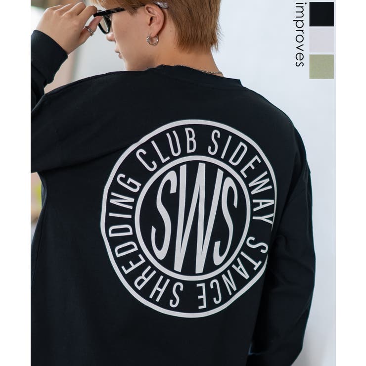 improves 長袖Tシャツ メンズ SIDEWAY STANCE サイドウェイスタンス オリジナルプリント サークルロゴ カットソー ロンT カジュアル スケーター ストリート 古着MIX 韓国 トップス
