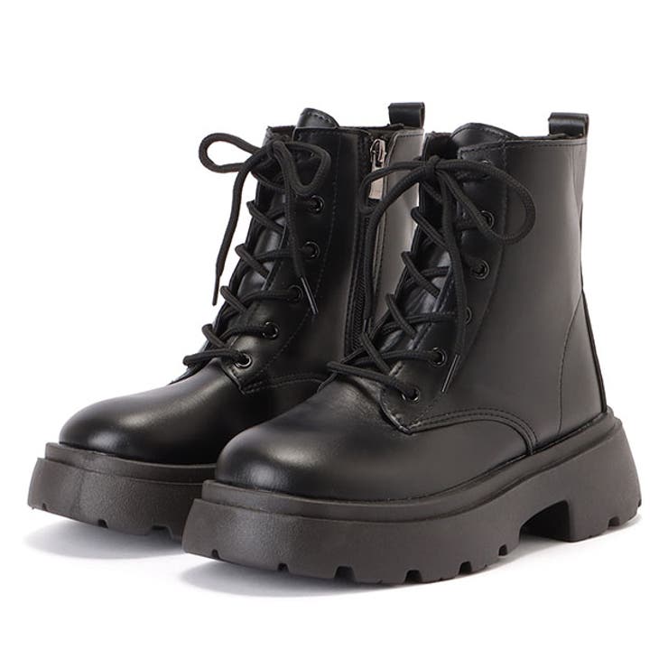【10％OFFクーポン！11/27(木)1:59まで】レースレディース ボリュームソールラウンドレースアップブーツ 女性 レディース 靴 シューズ スニーカー 秋 冬 ラウンドトゥ 丸みフォルム 合皮 フェイクレザー フラット トラックソール カジュアル