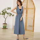 【5/15限定 15%OFFクーポン】Doux Belle 麻混オールインワン レディース サロペット サロペ Vネック 20代 30代 40代 ワンピース・ド...