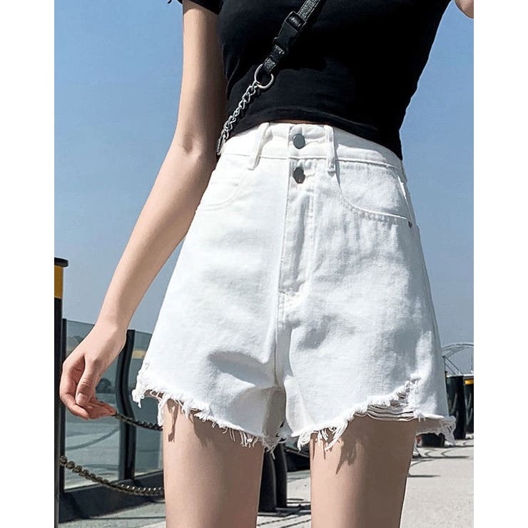 kirakiraShop 【SHOPLIST限定】ダメージデニムショートパンツ 4サイズ ボトムス ハ...