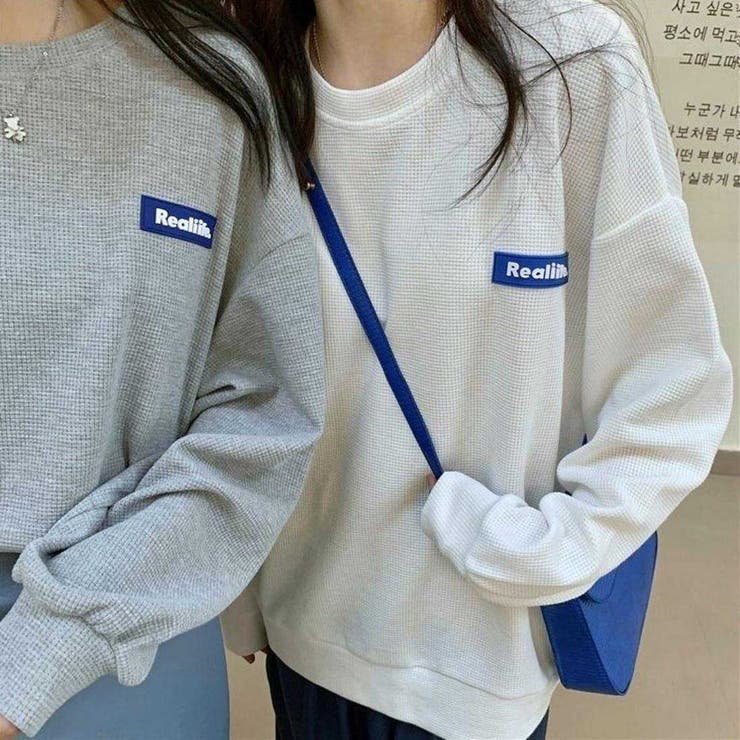 【10％OFFクーポン！10/27(火)9:59まで】maison de LATIR ワッフルロゴトレーナー トレーナー ワッフル素材 ワンポイント トップス 柔らかい 柔軟性 伸縮性 ゆったり カジュアル 韓国ファッション レディース ユニセックス リ shoplistselect-10230351 SHOPLIST サンプル画像2