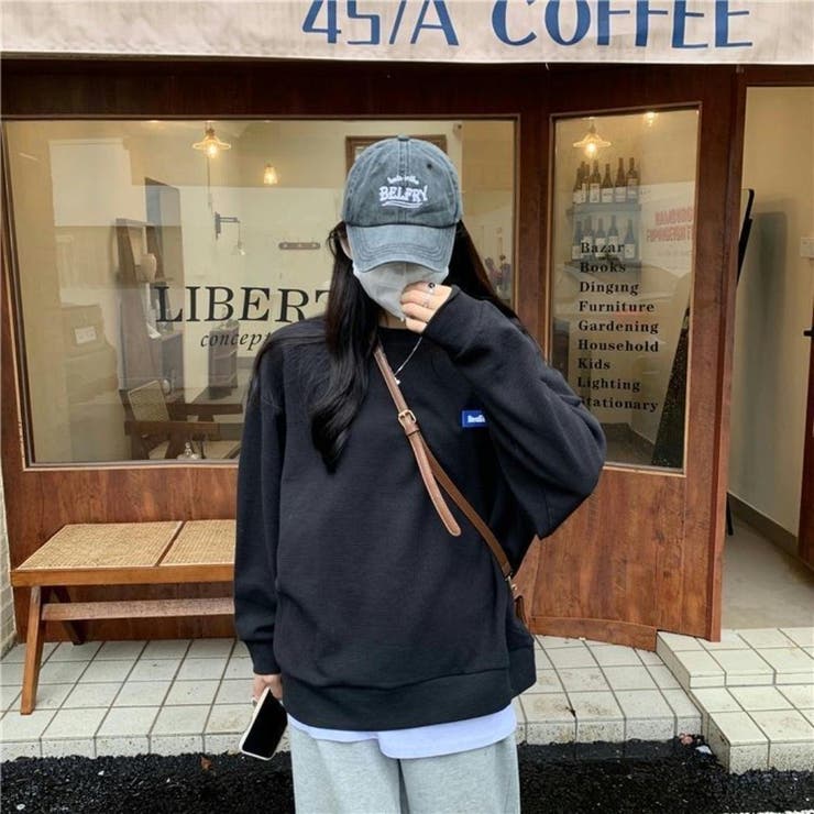 【10％OFFクーポン！10/27(火)9:59まで】maison de LATIR ワッフルロゴトレーナー トレーナー ワッフル素材 ワンポイント トップス 柔らかい 柔軟性 伸縮性 ゆったり カジュアル 韓国ファッション レディース ユニセックス リ shoplistselect-10230351 SHOPLIST サンプル画像3