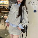 kirakiraShop リボンスウェットミニスカートセットアップ トップス スウェットセットアップ プルオーバー ミニスカート リボン フリル ストライプシャツ 3点セット Y2K 韓国 可愛い バレエコア オシャレ シンプル おしゃれ ワンピース