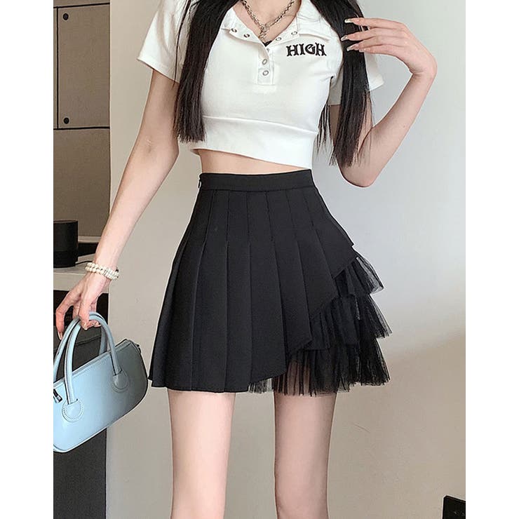【10％OFFクーポン！9/11(金)1:59まで】kirakiraShop 【SHOPLIST限定】アシメレイヤードミニスカート 3サイズ ボトムス ミニスカート レイヤードスカート アシンメトリー チュール ボックスプリーツ プリーツ Aライン ハイ shoplistselect-10005194 SHOPLIST サンプル画像3