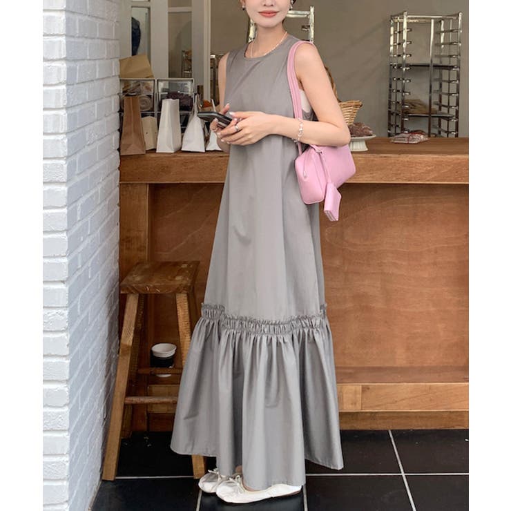 ARGO TOKYO 裾ギャザーマーメイドスリーブレスワンピース　韓国ファッション　レディース　夏服　マーメイドワンピース　ロングワンピース　マキシ丈　マキシワンピース　ノースリーブワンピース　スリーブレスワンピース ワンピース・ドレス shoplistselect-10230971 SHOPLIST サンプル画像2